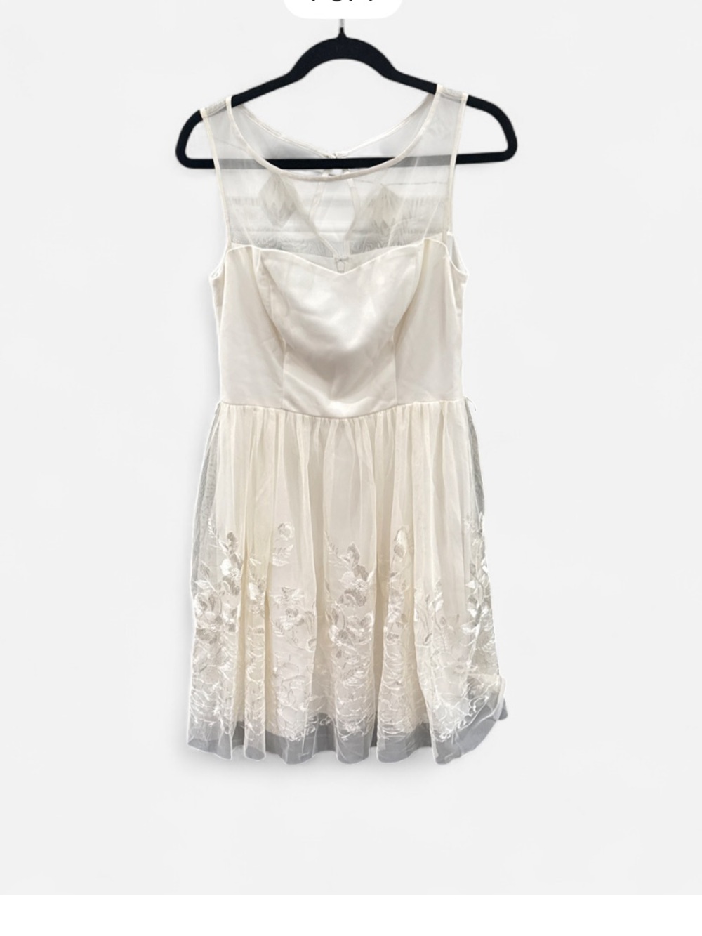 David’s Bridal Studio Dress size 8 cream mesh embroidered flowy ethereal NWT
